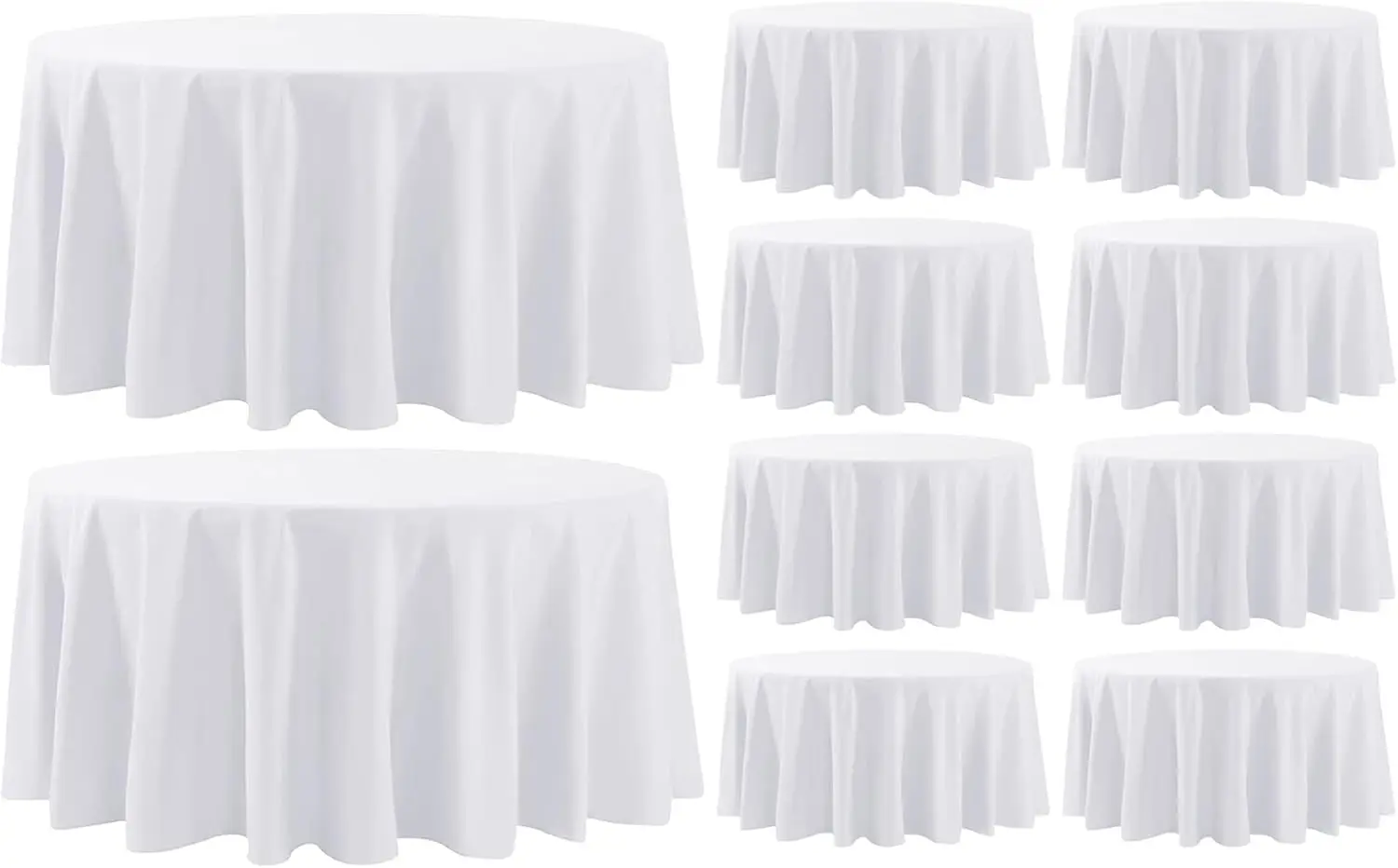 

Round Tablecloth 10 Pack 120 Inch Round White Tablecloths Washable Decorative Linen Polyester Table Clothes Cover for Dining