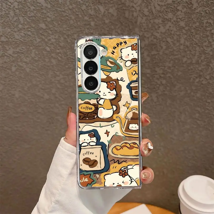 سانريو S جميلة مرحبا كيتي شفافة لينة غطاء الهاتف حقيبة لهاتف سامسونج غالاكسي ZFold7 ZFold6 ZFold4 ZFold5 Z أضعاف 7 6 5 4 3 #3