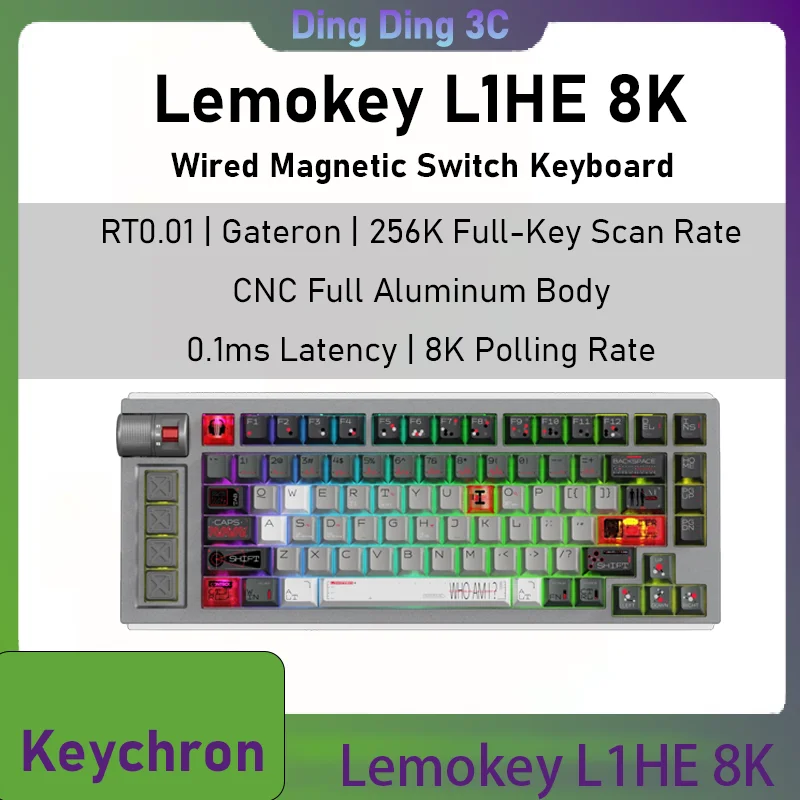 

Проводная магнитная игровая клавиатура Keychron Lemokey L1HE8K с алюминиевым корпусом, быстрым откликом и датчиками Холла для геймеров Delta Esports