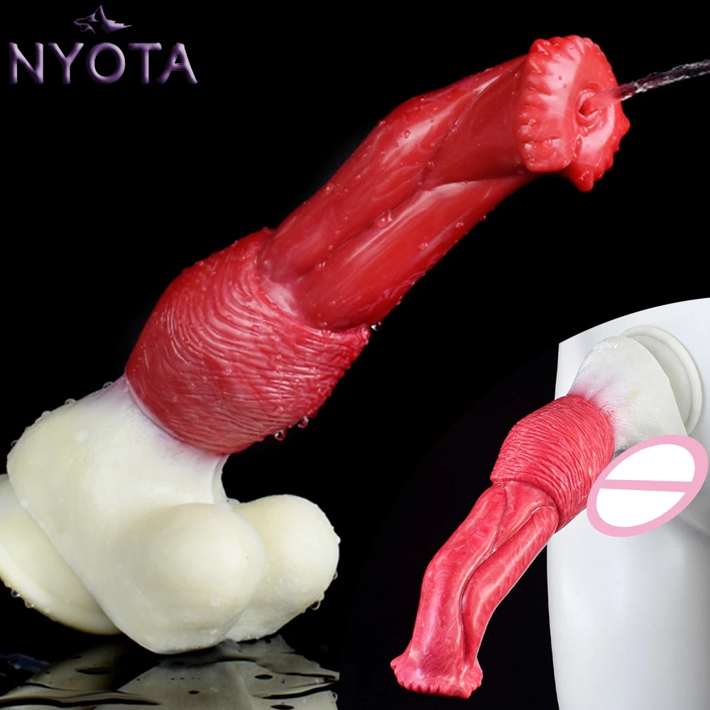 

NYOTA Long Horse Ejaculation Dildo With Sucker Butt Plug Vagina Massage Fantasy Squirting Penis Cock Anal Sex Toy For Women Men