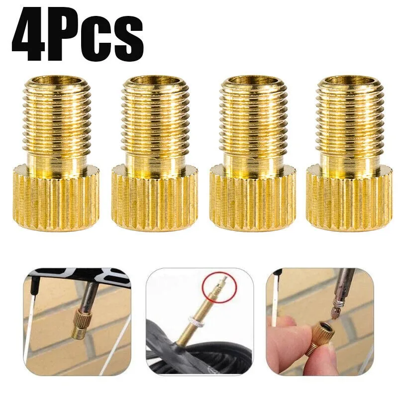 4Pcs Straight Brass Valve Adaptor Kit  High Performance Valve Adapter Set for Bikes Hand Tool Parts Bicycle Valve Adapter Sets