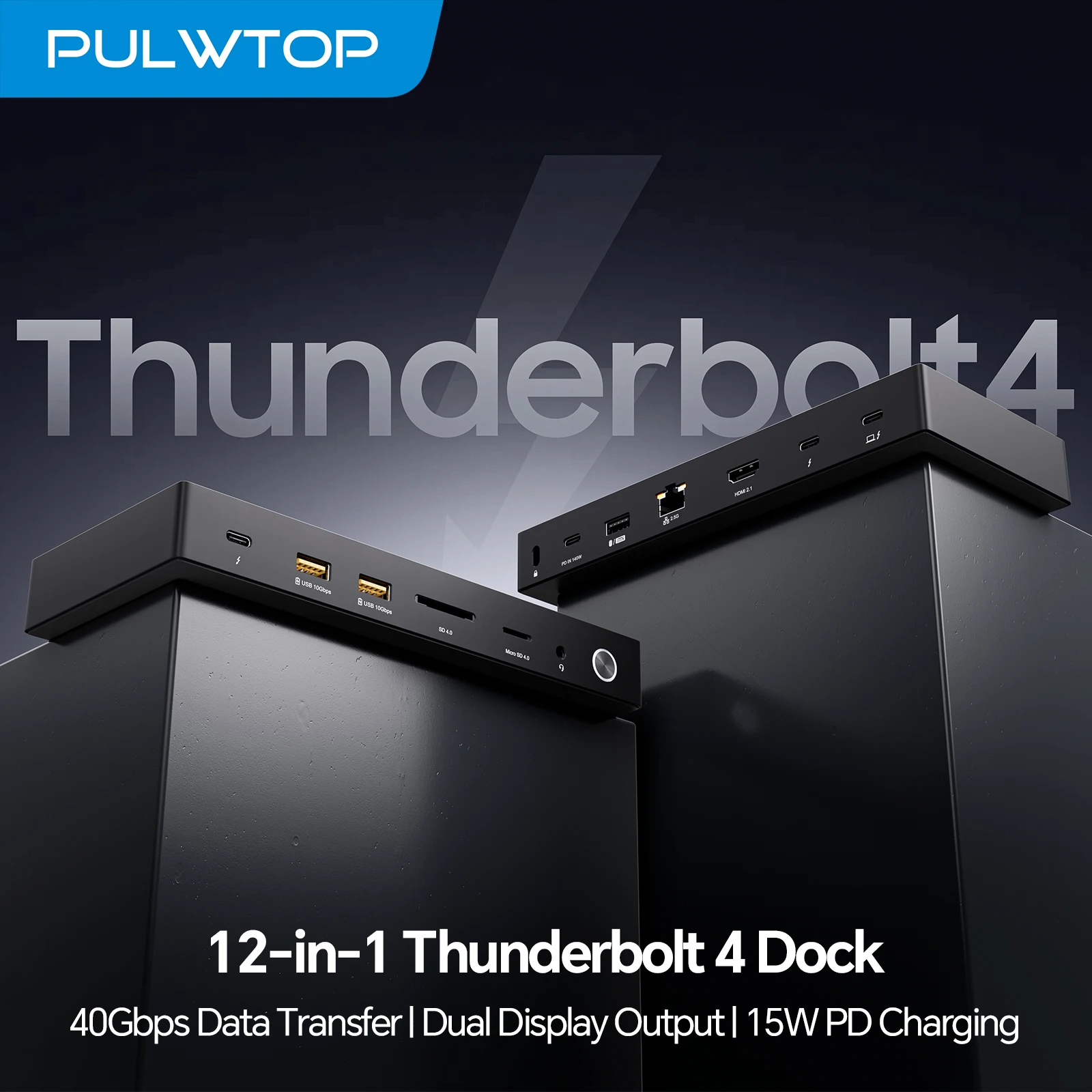 

PULWTOP Thunderbolt 4 Dock with 40Gb/s, HDMI, SD/TF, 2.5GbE , Dual Monitor 8K/4K Display, Laptop Docking Station for Windows,Mac