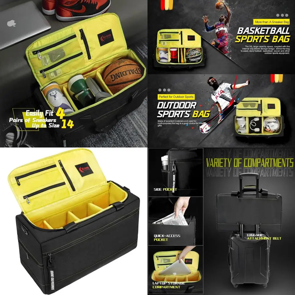 

Multi-functional Nylon Travel and Sneaker Bag with Adjustable Dividers and Shoulder Strap