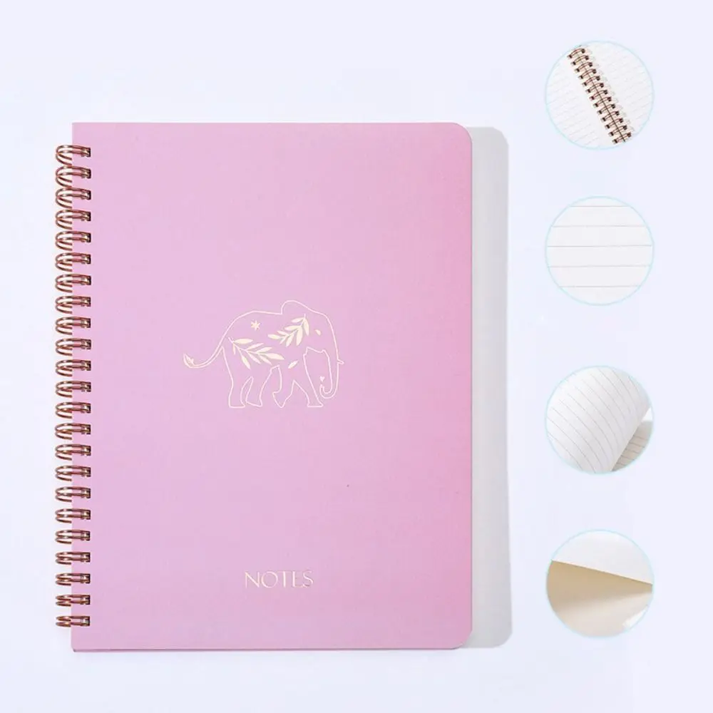 Portable Memo Notes Spiral Notebooks Gold Stamping Diary Simple Notepad Thickening Protect Eye Paper Loose-leaf Book Office