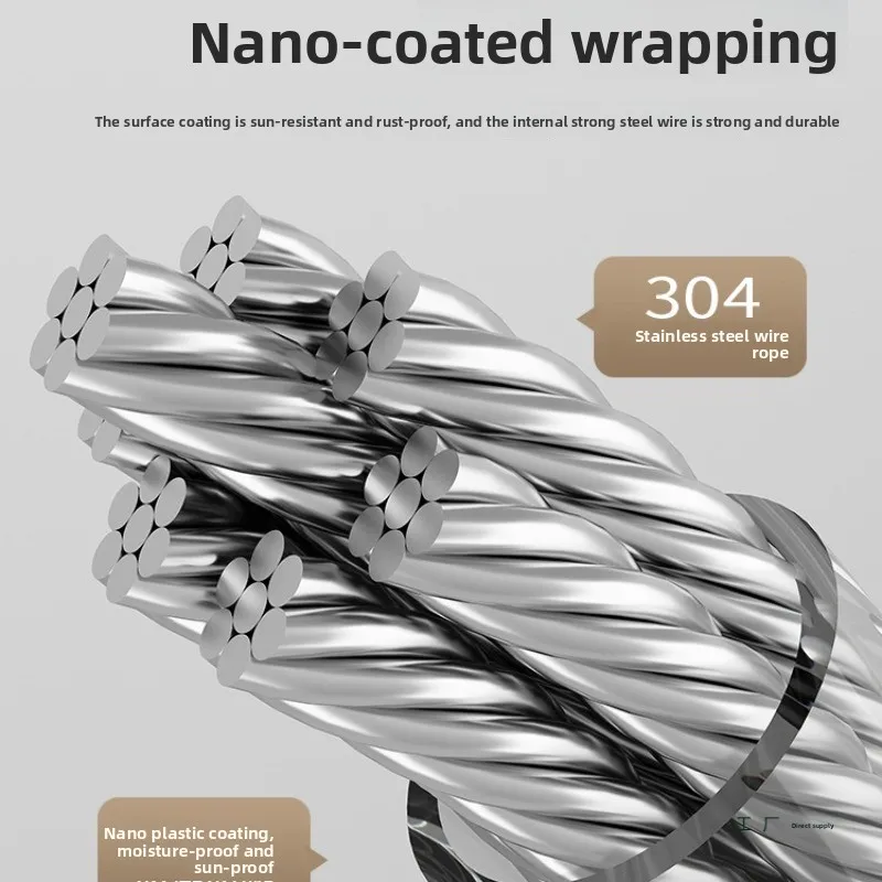 Invisible clothesline Balcony quilt drying artifact, no punching, indoor bathroom telescopic drying rack stainless steel rope