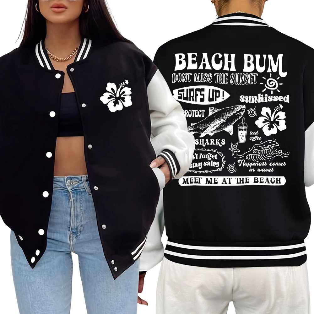 

Пляжные куртки с принтом Sunset Surfs Up Meet Me, женская удобная одежда в стиле хип-хоп, повседневная спортивная одежда с карманами, свободная американская куртка