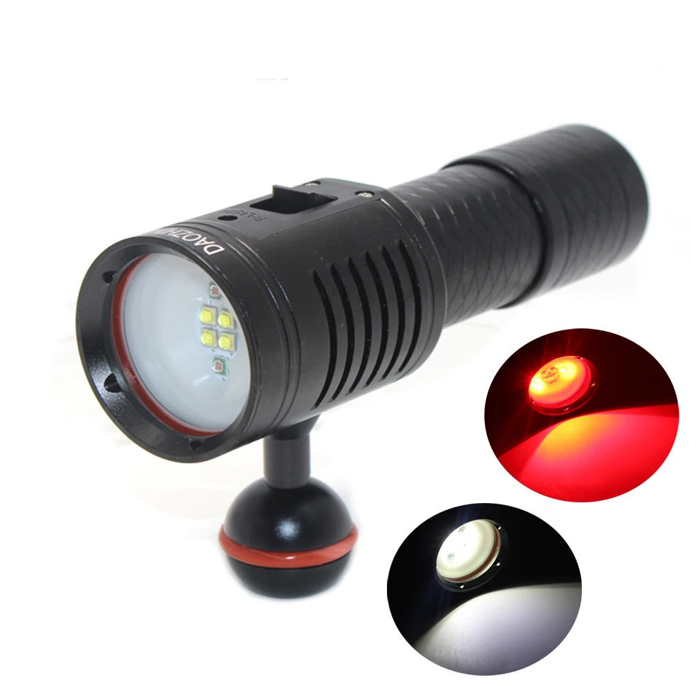 

3000 Lumens 4x XP-G2 White + 2x XPE Red LED Diving Flashlight Underwater Scuba Photography Video Waterproof Dive Light