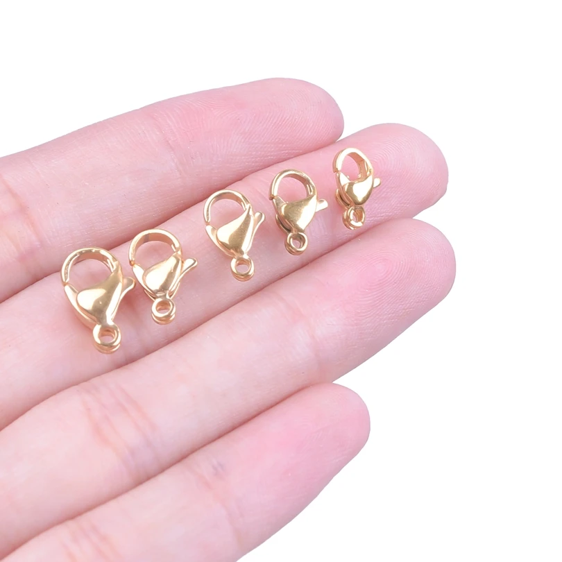 

40pcs Gold Color Stainless Steel Jewelry Making Accessories Split Rings Jump Rings And Lobster Clasp For Keychain Supplies Bulk