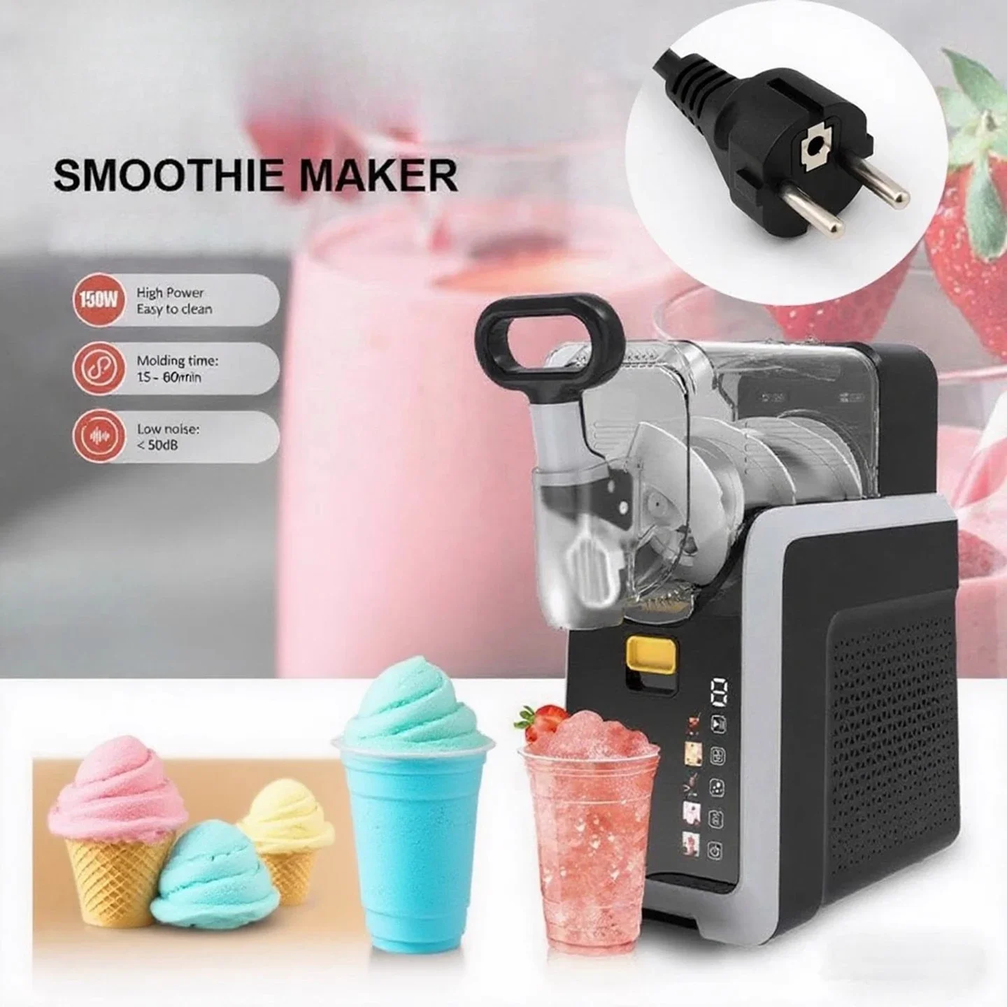Snow Melter Cold Drink Slush Machine Ice Cream Household Smoothie Beverage Shake Shaver Small Automatic Cleaning