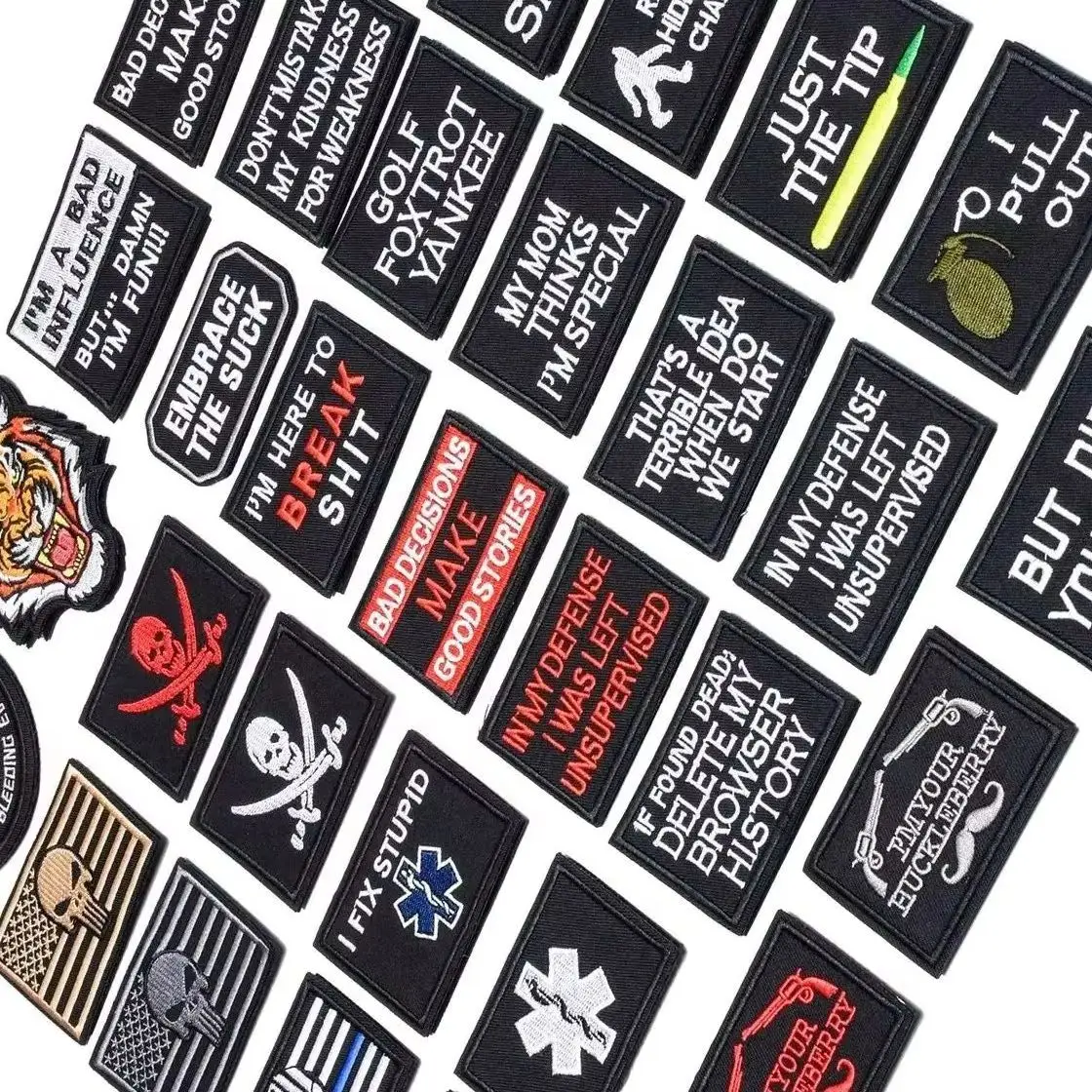 Tactical Morale Patches Skulls Punk Patches for Clothes Embroidered patch for on Backpack Hat Stickers Applique Hook and Loop