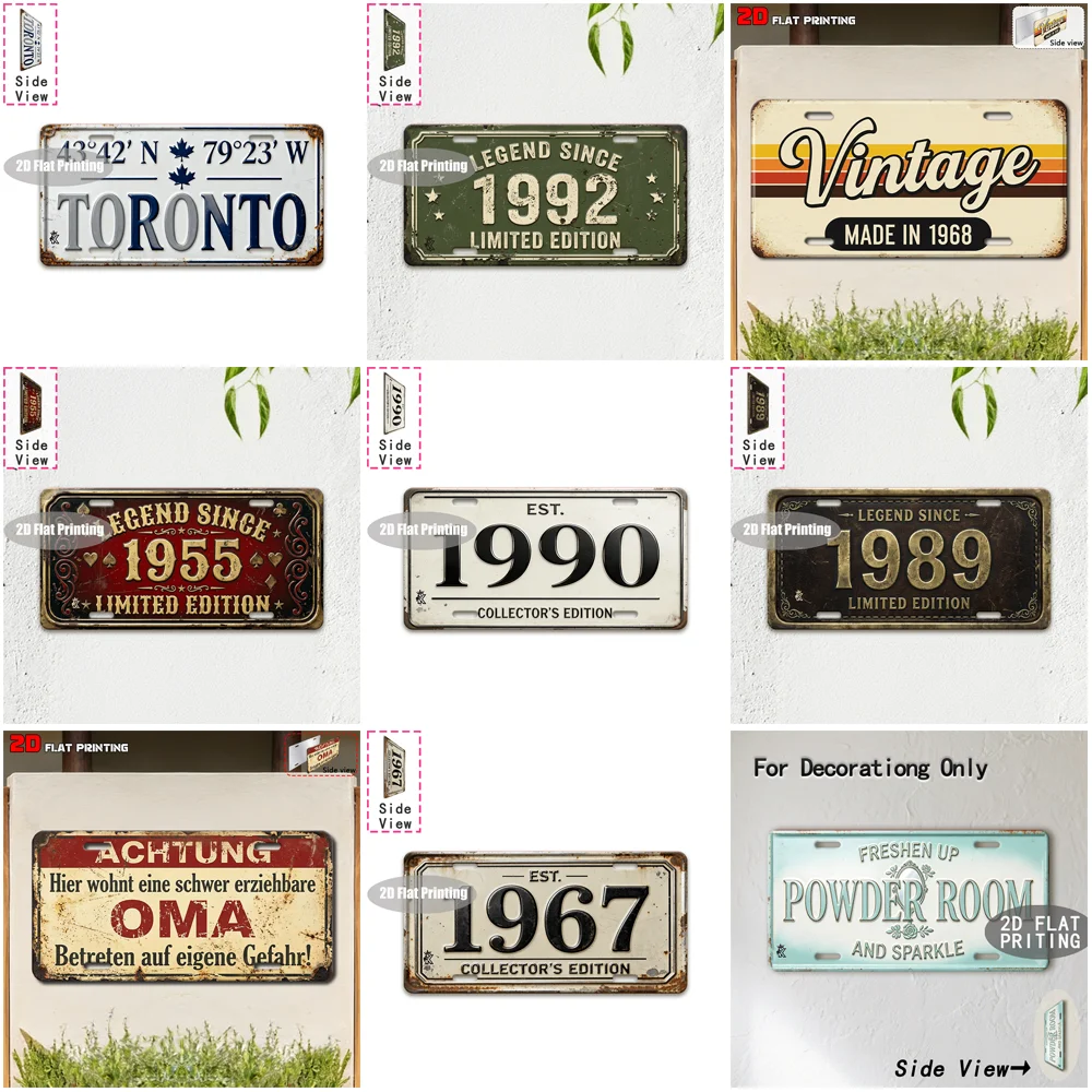 Retro Coordinate City Year Slogan License Plate Metal Tin Sign Vintage Wall Decor For Bar Cafe Home Garden