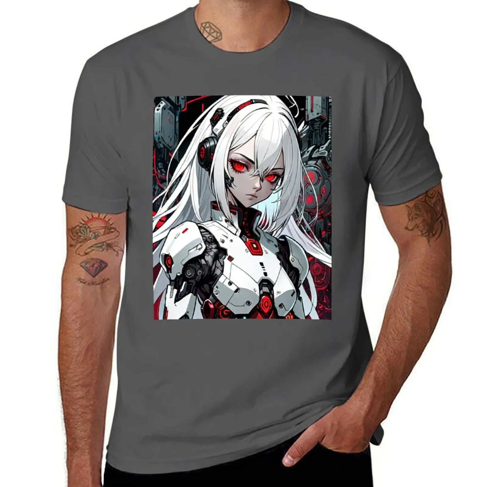 

Red Mecha Girl T-Shirt t shirt personalised man t shirts high quality luxury brand t shirts for man pack white T-Shirt