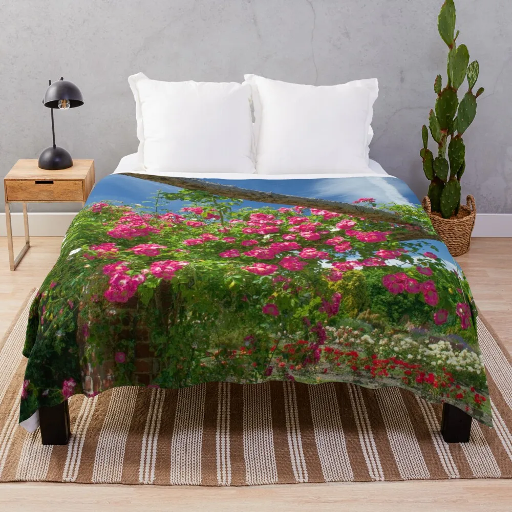 

Rambling Roses Throw Blanket Personalized Gift Plaid on the sofa for sofa Sleeping Bag Blankets