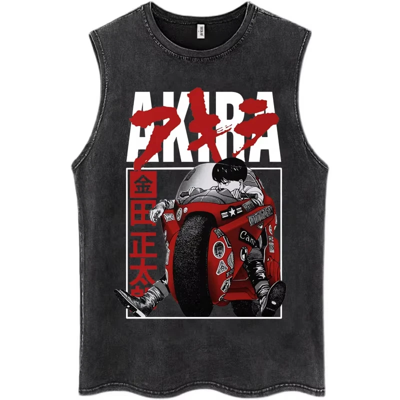 Washed Black Oversized Anime Tank, Retro Sci-Fi Collage Print, Streetwear Inspired Sleeveless Vest