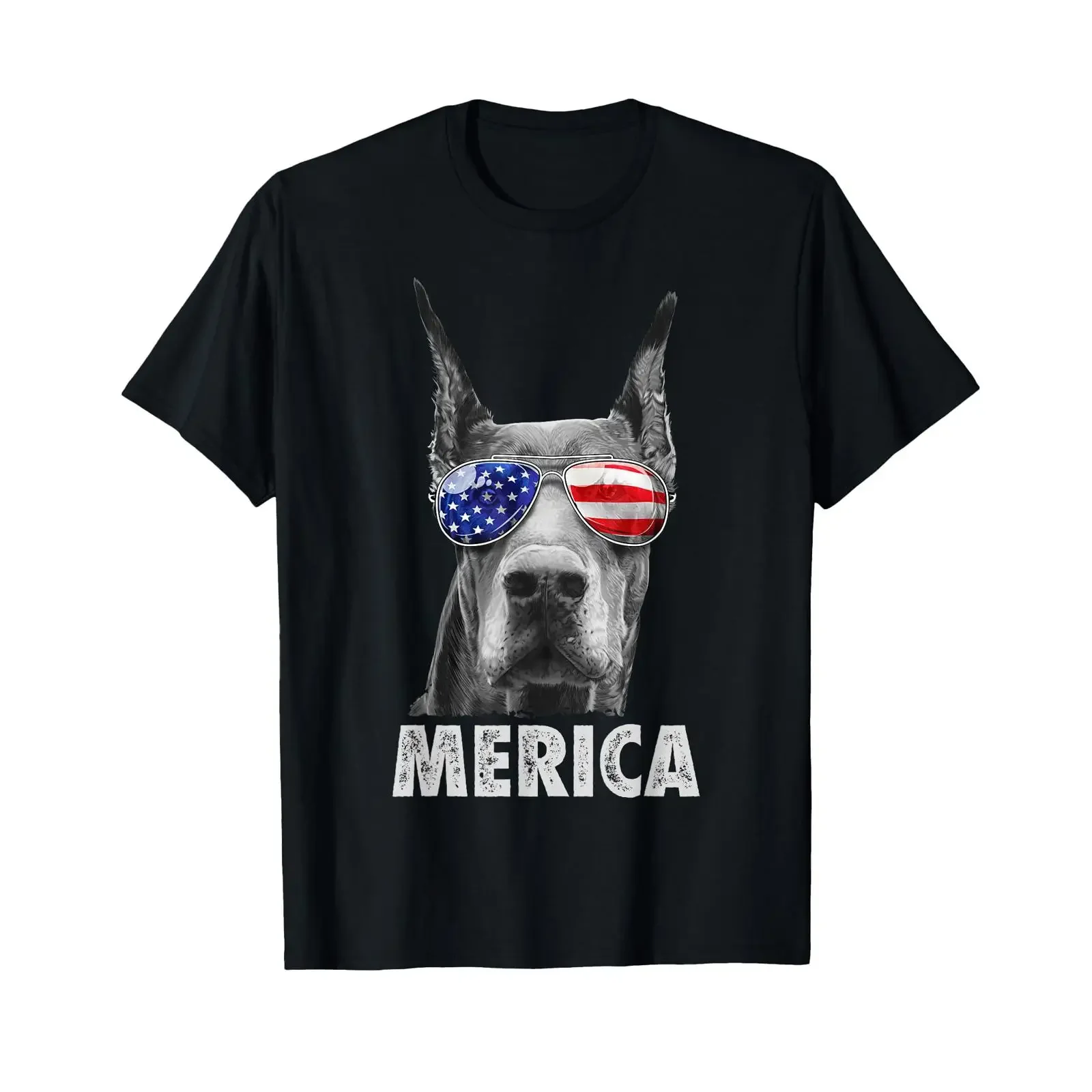 Doberman 4th of July Merica Men American Flag Sunglasses T Shirt vintage Washed streetwear homme Slightly Casual Unisex