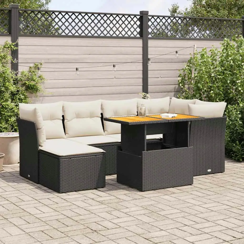 

Garden Sofa Set Outdoor Furniture Black and Cream White Stylish Seating for Patio Balcony or Garden Relaxation