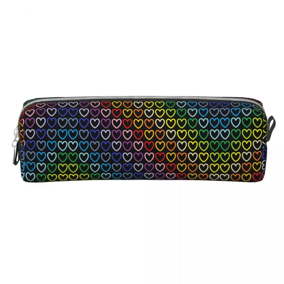 Lovely Pencil Case Rainbow Hearts Pencil Pouch Cute Valentine School Pencil Cases Students Zipper Pattern Stationery Organizer