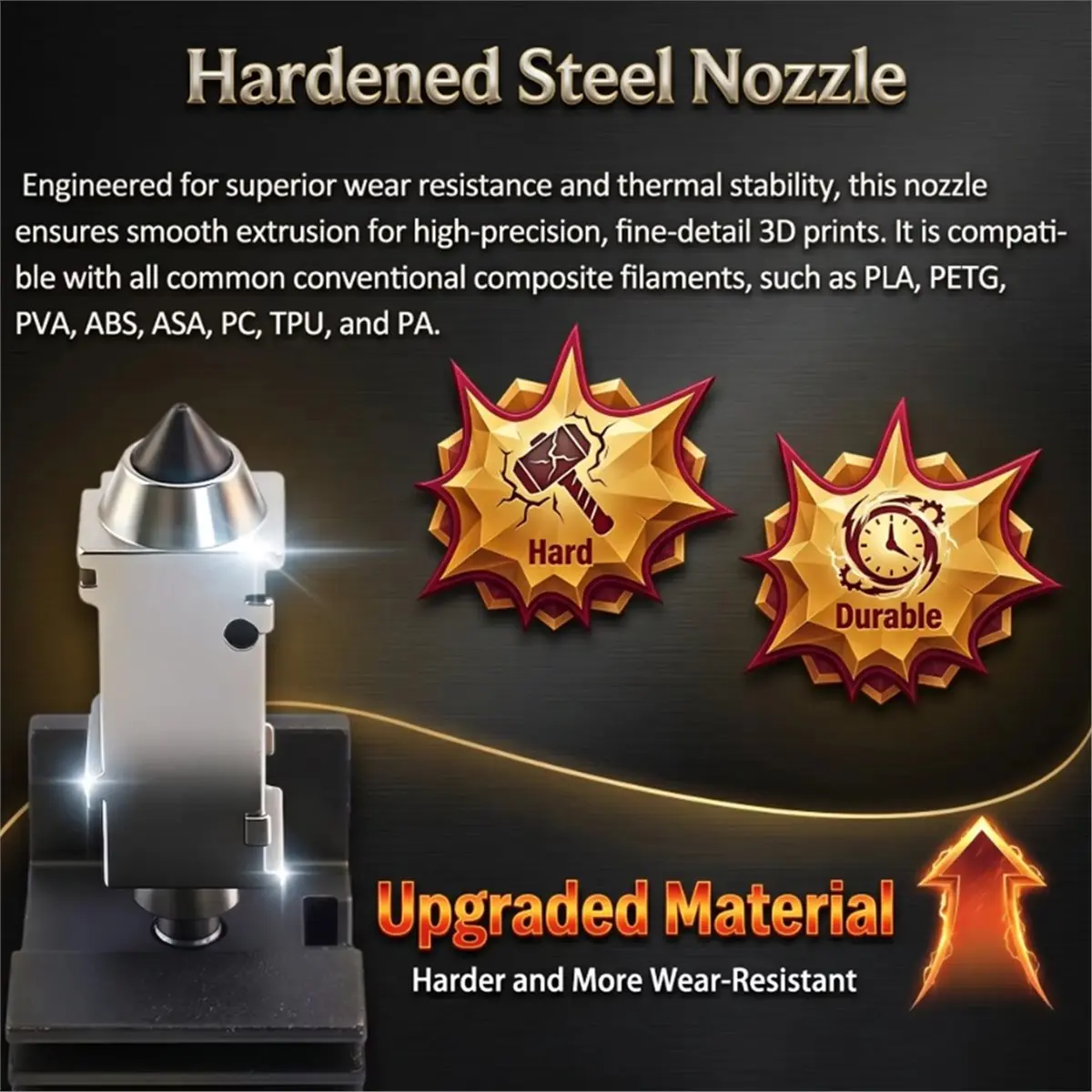For U1 Full Assembled Hotend Kit Integrated Hardened Steel 0.2mm Nozzle 3D Printer HotEnd Accessories
