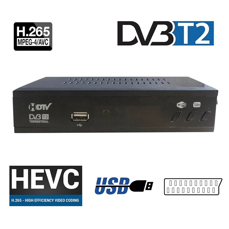 

DVB T2 HEVC 265 цифровой ТВ-тюнер DVB-T2 H.265 1080P телефон спутниковый ТВ-приемник EPG ТВ-приставка, европейская вилка