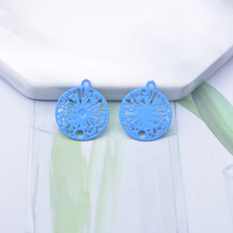 100 Stück/Lot AC10583 15*13mm Messing Kleine Runde Anhänger Verbinder Bunte Schmuck-Ohrring-Zubehörteile – Detail 8
