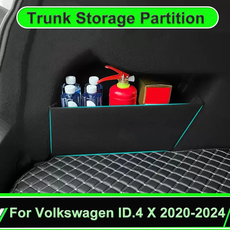 

Для VW Volkswagen ID.4 X 2020 ~ 2024 2021 2022 автомобильный утолщенный ящик для хранения багажника, органайзер, боковая коробка, автоаксессуары, часть