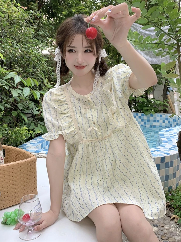 

Pajama Sets Women Striped Folds Sweet Casual Basics Designed Attractive Personality Stylish Trendy Graceful All-match Simple New