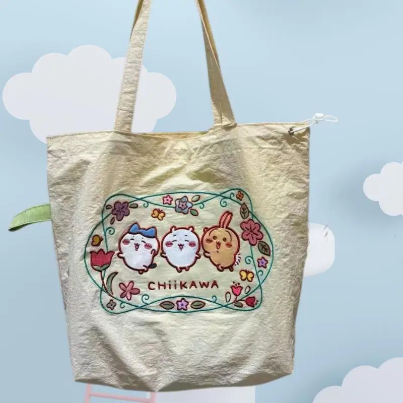 Genuine Licensed by Chiikawa - Chiikawa Embroidered Tote Bag New Style Usagi Large Capacity Cute Cartoon Shoulder Bag for School