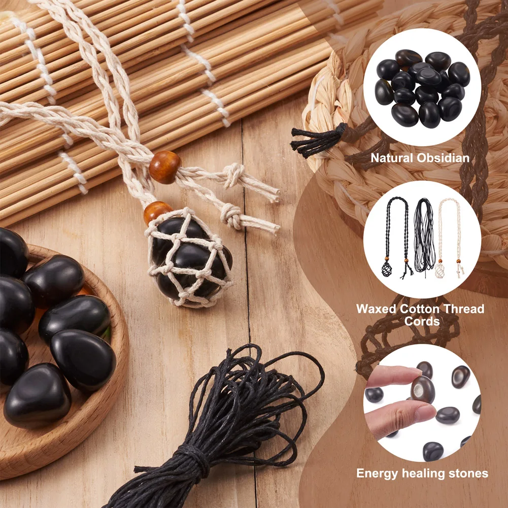 Kissitty DIY Stone Beads Braided Bracelet Necklace Making Kit With Waxed Cotton Thread Cords for Bracelet Neckalce Jewelry