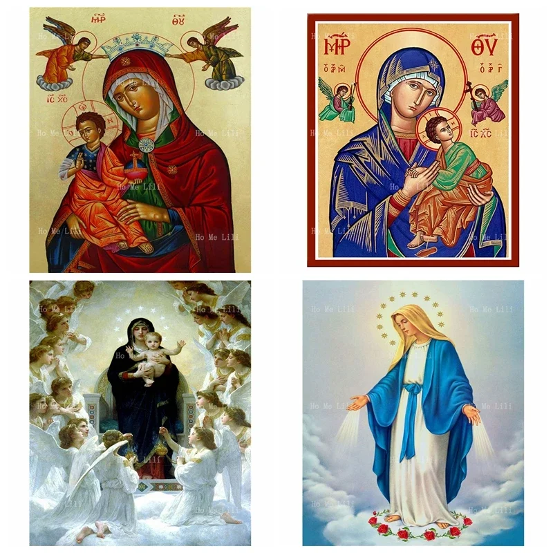 Religious Our Lady Of Perpetual Help Virgin Mary With Angels Ikon Classic Female Portraits Canvas Wall Art By Ho Me Lili Decor