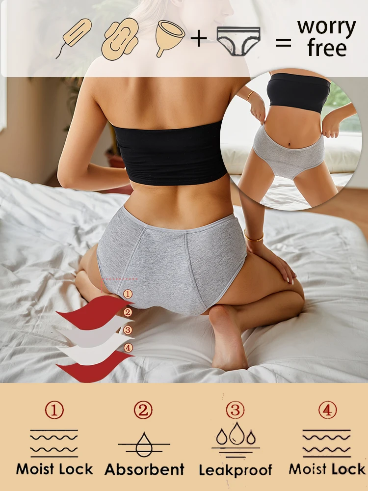 Women\'s Menstrual Panties Low Waisted 5-layer Physiological Periods Pants Ultra Intimates Female Underwear Breathable Lingerie