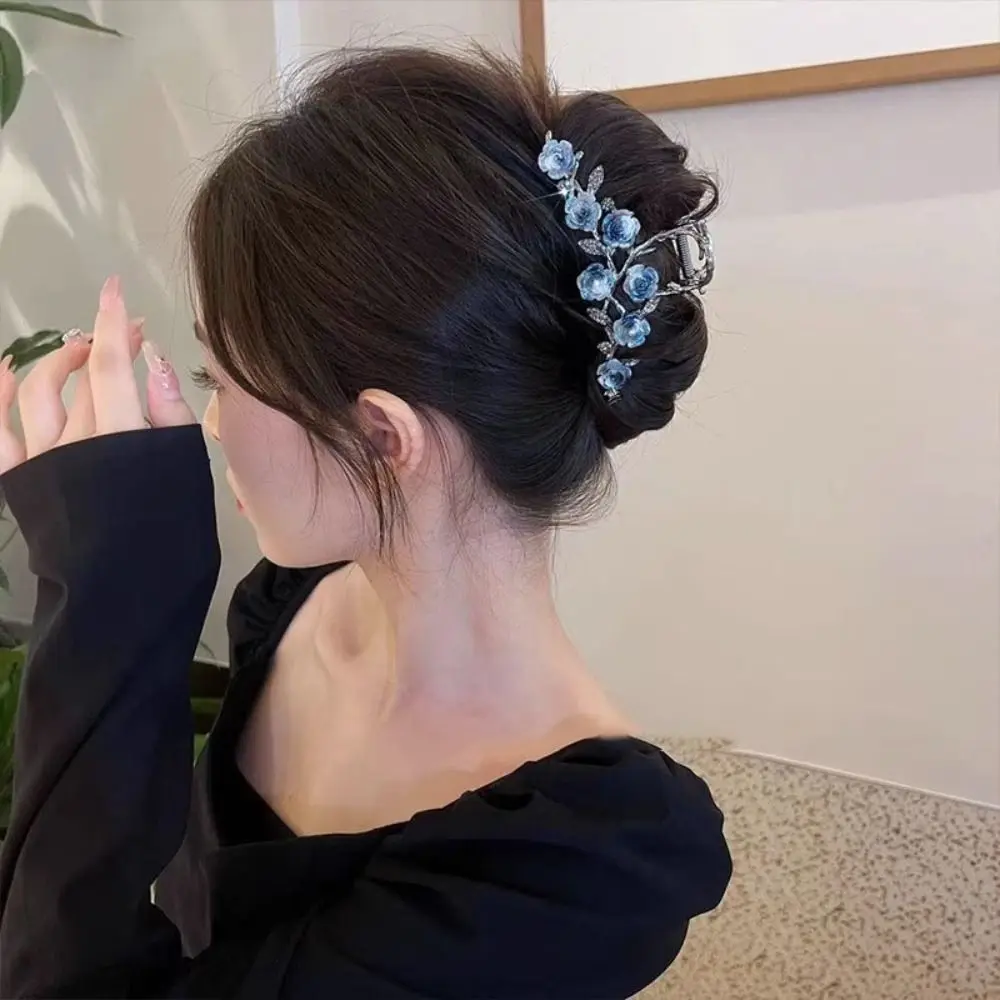 

Flower Camellia Hair Claw Ponytail Holder Hair Accessories Metal Hair Crab Clip Headdress Hair Styling Clip Large Shark Clip