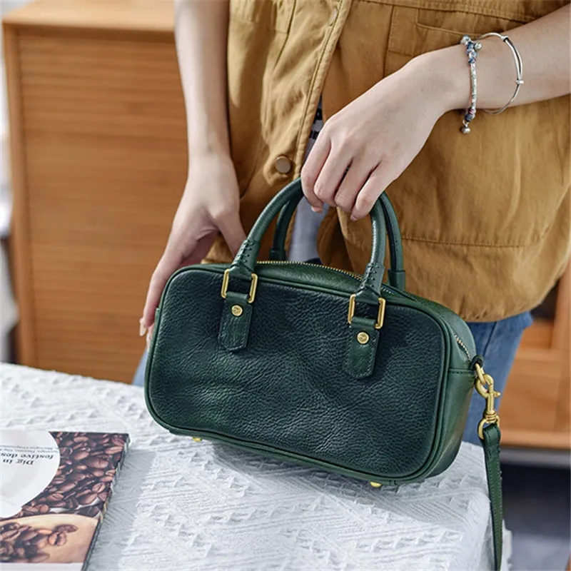 Fashion designers handmade genuine leather women's crossbody bag outdoor daily vintage simple real cowhide female shoulder bag