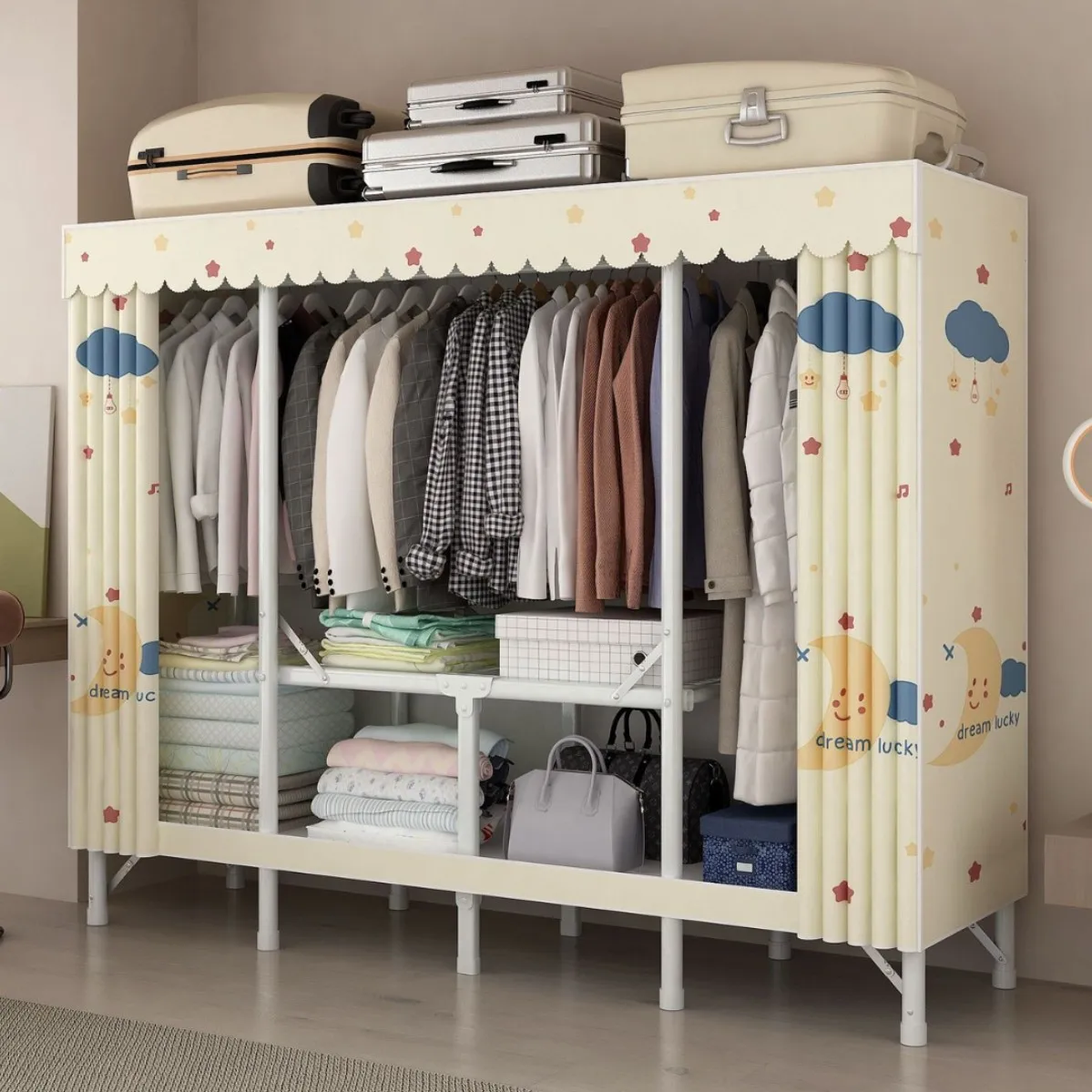 Foldable Wardrobe Installation-Free Cloth Closet Portable Storage Wardrobe for Bedroom Dorm Rental Room Dropshipping