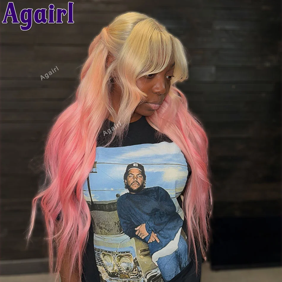 

Ombre Blonde Pink 613 Colored Human Hair Wigs 13x4 13x6 Lace Front Body Wave Wig Transparent 5X5 6X4 Lace Closure Wigs for Women