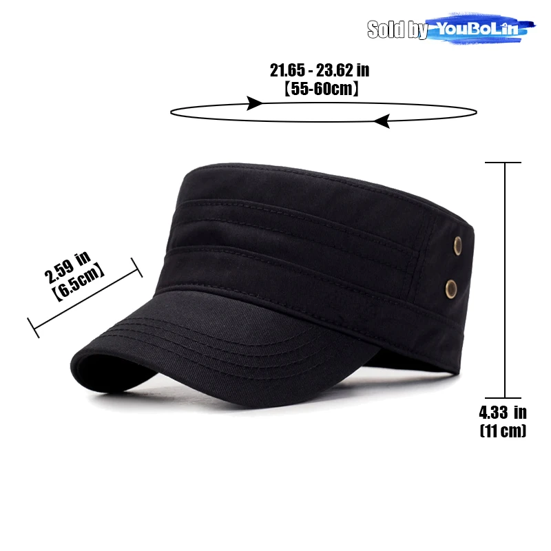 Small Iron Label Flat Cap Spring Outdoor Travel Hat For Men Cotton Shield Cap