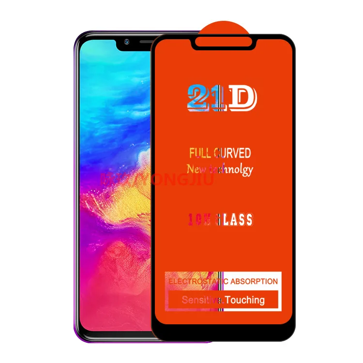 2個21D湾曲した強化ガラスinfinixホット7フルカバー11h保護フィルムスクリーンプロテクターinfinix hot7