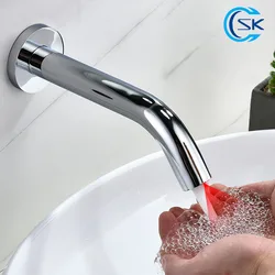 Automatic Infrared Smart Sensor Basin Faucet Hand Touch Hot Cold Basin Taps AC/DC Bathroom Sink Faucets Wall Mounted Tapware