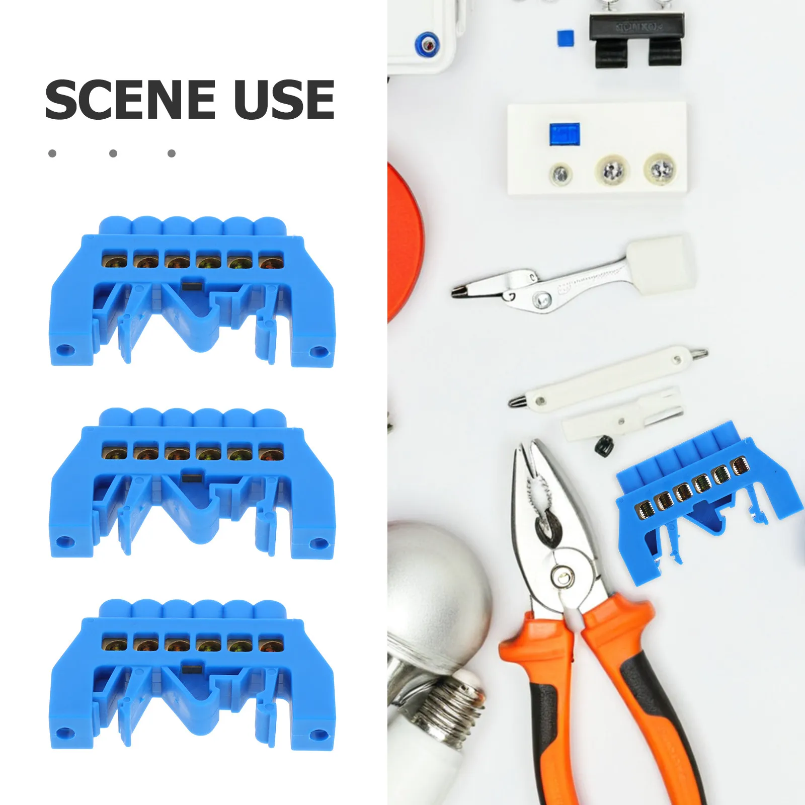 5Pcs Screw Terminal Block 6 Way Copper Bus Bar Strip for Safe Circuit Wiring in Distribution Boxes Installation