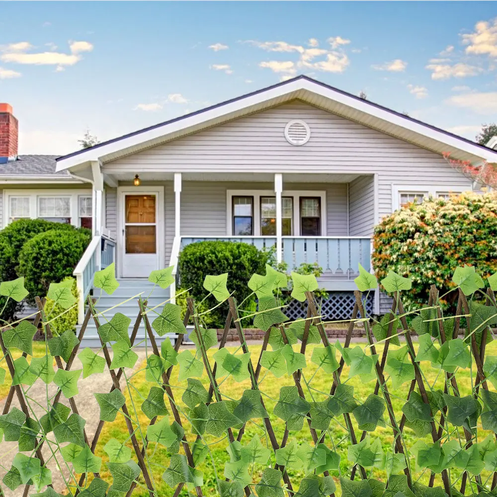 New Garden Screening Expanding Trellis Privacy Screen Hedge Artificial Faux Ivy Leaves Wooden Fence Artificial Garden Trellis