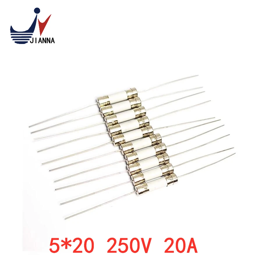 10PCS 5*20 250V 20A Ceramic fuse for air conditioning TV with pins Fuse for fuse