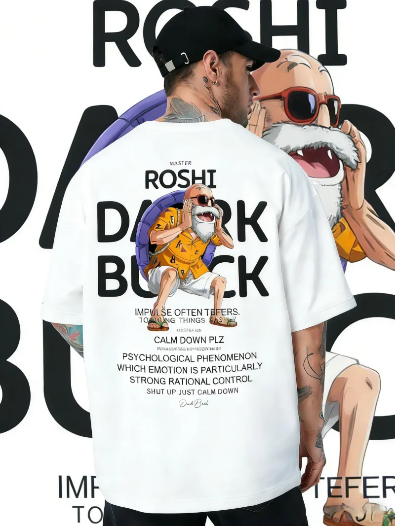 

2026 Summer Dragon Ball Retro High Quality Pure Cotton T-Shirt Oversized Casual Master Roshi Print Unisex Tee for Men Women Kids