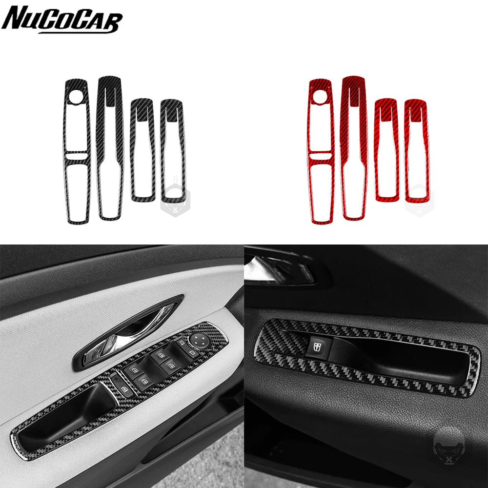 For Renault Fluence Megane 3 RS 2009-2017 Carbon Fiber Front Rear Window Lift Control Panel Car Accessories Decorative Stickers