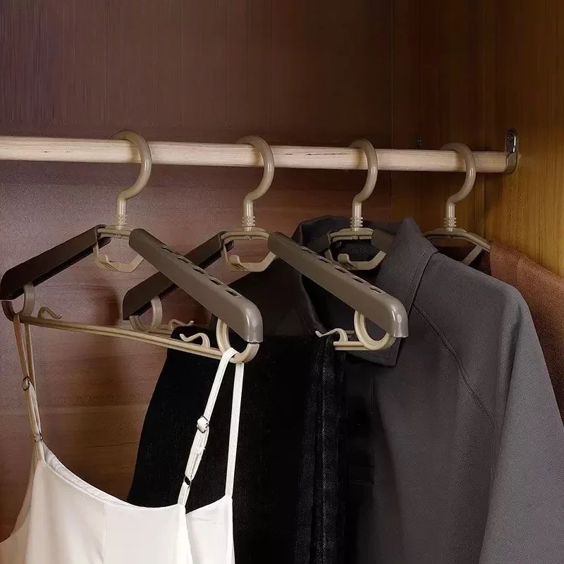 5PCS Heavy-Duty Plastic Wide-Shoulder Hangers Retractable Clothes Drying Rack with Swivel Hooks for Jackets Durable Suits Hanger
