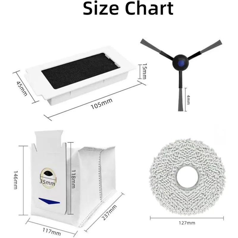 ABRG-For Yeedi M12 Pro جهاز آلي لتنظيف الأتربة فرشاة جانبية فلتر Hepa ممسحة قماش أكياس الغبار الملحقات