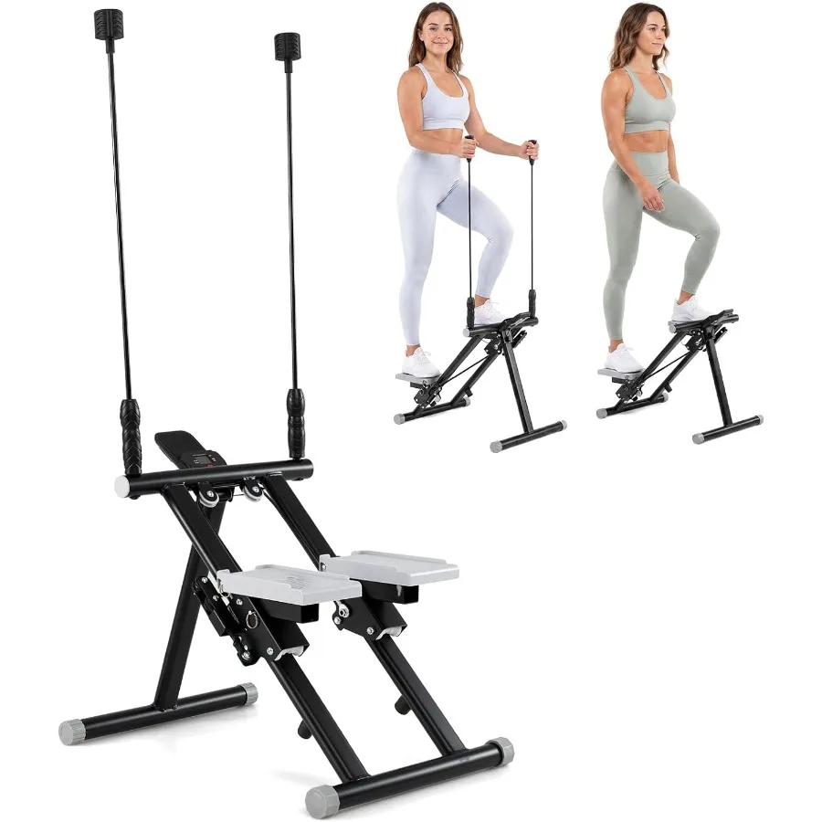 Stair Stepper, Foldable Vertical Climber Exercise Machine with Detachable Handlebar, LCD Monitor, Compact Fitness Stepper Full-
