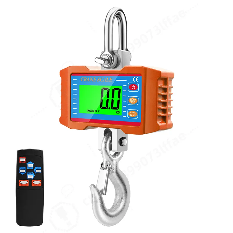 2T Digital Hanging Scale 1500kg 1000KG Heavy Duty Crane Scales LCD Steel Industrial Auto Lock Hook Weight Blance Remote Control
