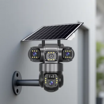 V380 Pro 三鏡頭 IP 太陽能相機 高清 1500 萬像素 戶外防水 CCTV 監視器 夜視 雙向語音 手機追蹤 4G IP 相機 10 最佳銷售 手機相機 - №10