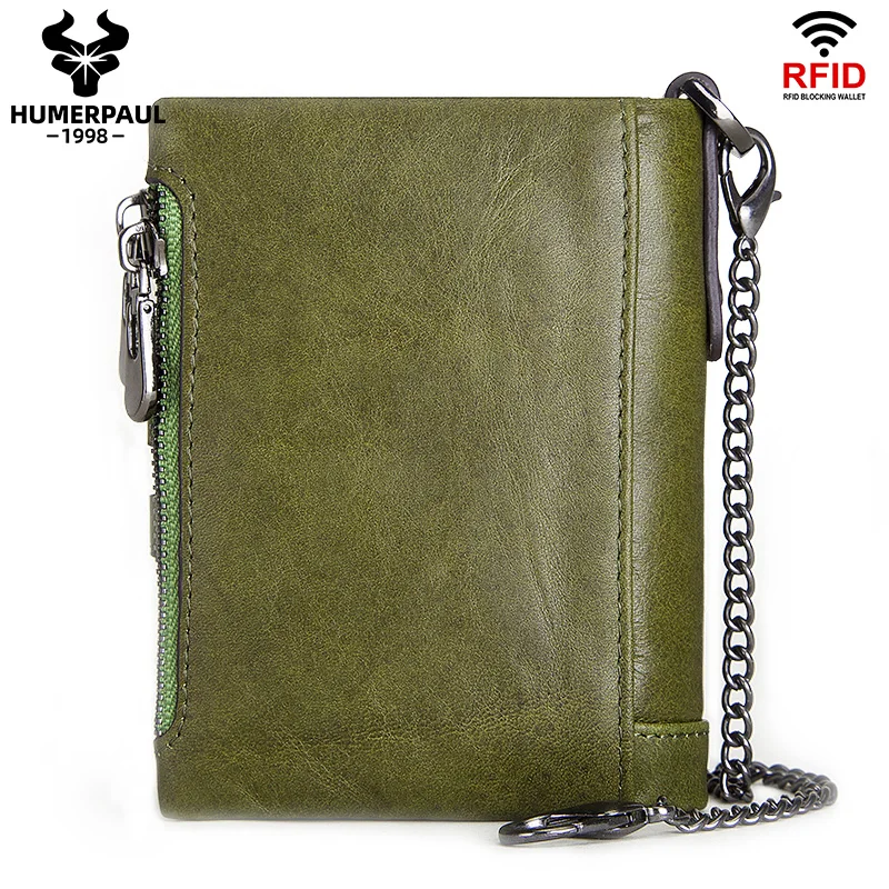 HUMERPAUL RFID 100% Genuine Leather Wallet RFID Blocking Card Holder With Zipper Coin Pocket For Wallet  Super Value Short Purse