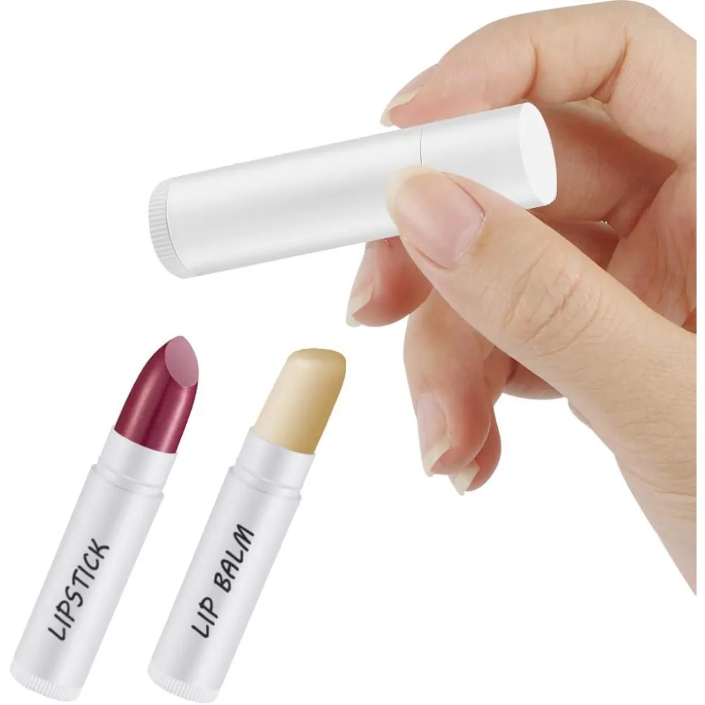 40 ชิ้นภาชนะลิปบาล์มภาชนะลิปสติกเปล่าหลอดบาล์มพลาสติกสำหรับดินสอ DIY สีขาว
