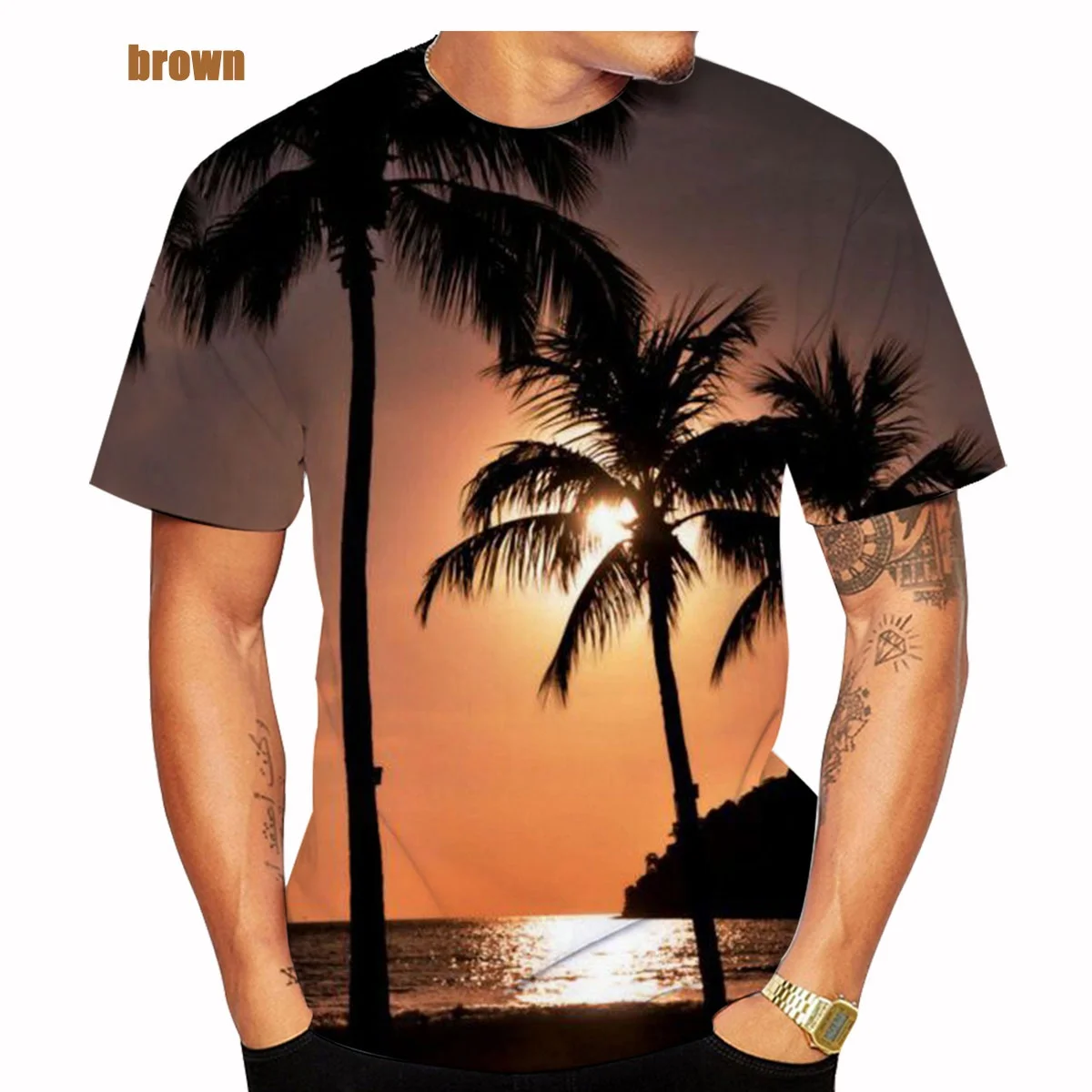 2022 Men and Women Latest Fashion Sunset 3d Printing Unisex T-shirt Sunset Glow Printed Natural Scenery Short Sleeve Size XS-5XL